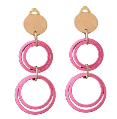 Clip oorbellen Luna roze goudkleur- geen gaatje- Charme Bijoux