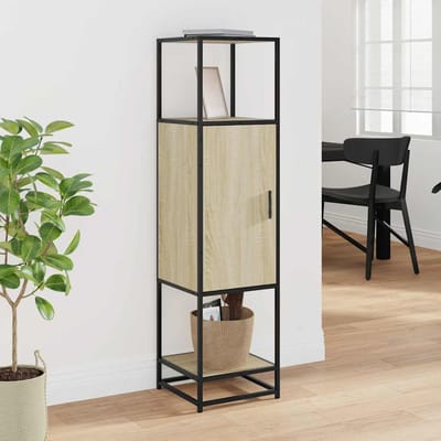 vidaXL - Hoge - kast - 35,5x35x139 - cm - bewerkt - hout - en - metaal - sonoma - eiken