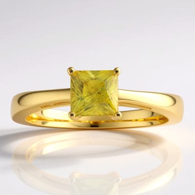 Cavill - Zilveren ring met gouden plating - 0,783 ct Sfeen uit Madagaskar - Princess geslepen groene edelsteen - Luxe en modieus dames sieraad