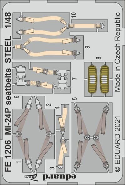 Eduard Modelbouwdecoratie - FE1206 Seatbelts Steel for Mi-24P - Photo-etch