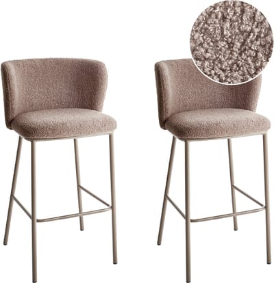 MINA II - Barkruk set van 2 - Bruin - Bouclé