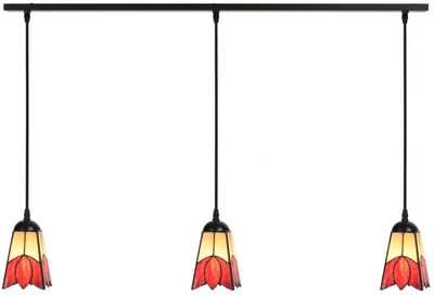 3 x Tiffany Fleur de Vanneau Kievitsbloem lampen aan plafondbalk - Art Deco Trade
