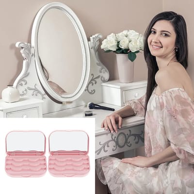 False Eyelash Box - Pack of 2 - Reiskoffer - Oogmake-up Organizer - Lichtgewicht en Draagbaar - Effectieve Opslag en Bescherming van Wimpers - Roze