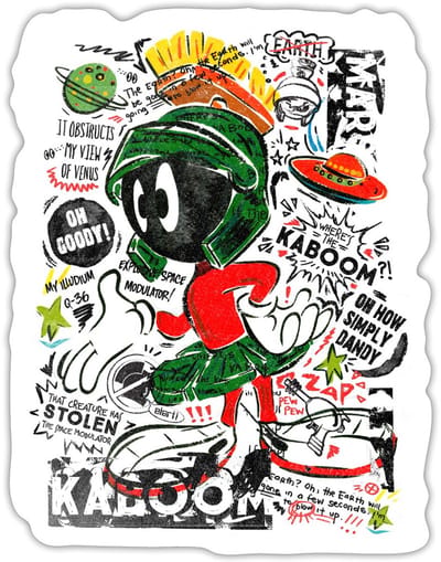 Looney Tunes Marvin The Martian Sticker maat S (10 x 10 cm)