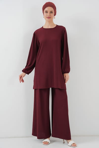 Gelaagde Lange Mouwen Tuniek en Wijd Been Broek Set
