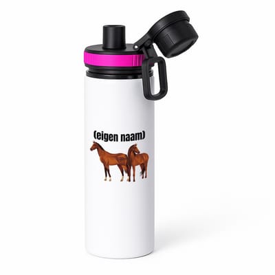 Hacebo® - paarden waterfles met draaidop roze - Paarden - paardenliefhebebrs - met eigen naam - Paarden spullen - Gepersonaliseerd - water fles - 850ML