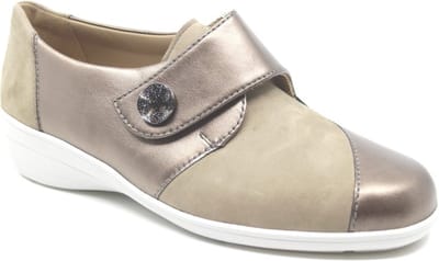 Solidus, 26428 40506, Beige combi kleurige dames klittenband schoenen met uitneembaar-voetbed