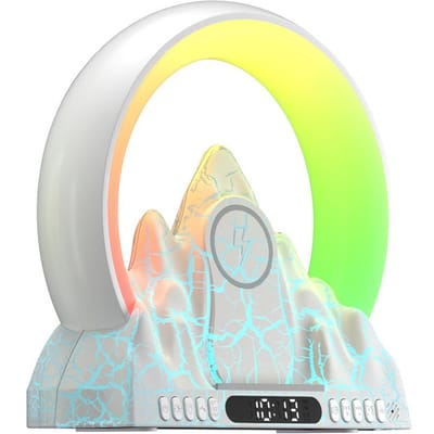 LED-tafellamp Sunrise Kleurrijk sfeerlicht met ingebouwde BT-luidspreker Wekker Draadloos wit
