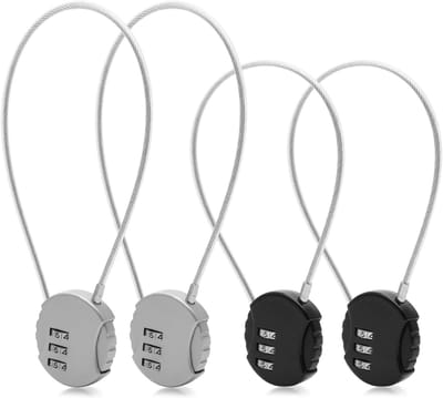 Veilige Combinatie Kabel Hangsloten - Flexibele Padlocks voor Reis, Koffer en Buitenactiviteiten - 4 Stuks, 2 Maten