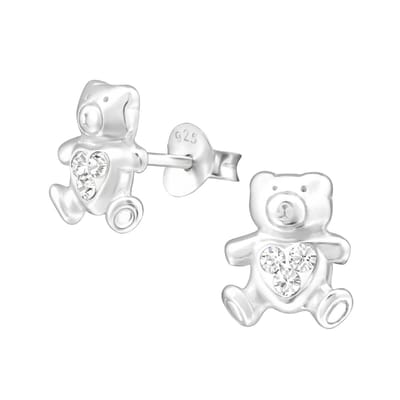 Amanto Kids Oorbellen Gabi - 925 Zilver E-Coating - Beertje - 8x9mm