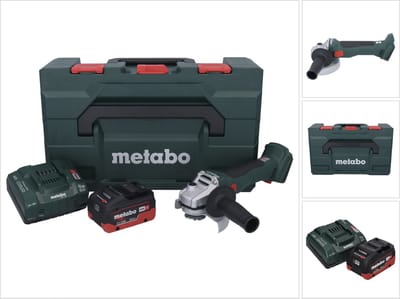 Metabo W 18 L BL 9-125 Snoerloze haakse slijper 18 V 125 mm borstelloos + 1x accu 8.0 Ah + lader + metaBOX
