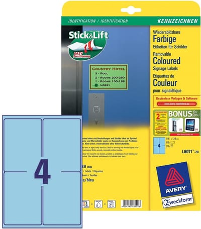 Verwijderbare etiketten 99,1x139mm blauw 80 stuks