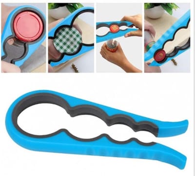 Potten Opener - 4 in 1 - Voor Deksels en Doppen - Universeel - Reumahulp - Blauw en Paars - VoordeelSet 2 Stuks - Kado Tip !!