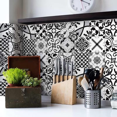 36 Pcs Adhesive Tiles 10x10 cm PS00153 Mosaic of Azulejos Wall sticker Collage Decorative adhesive to Cement tiles for Bathroom and Kitchen peel and stick