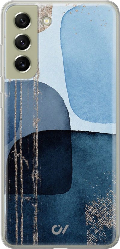 Hoesje geschikt voor Samsung Galaxy S21 FE hoesje - Blue Abstract Shapes - - Blauw - - Casevibes