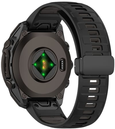 Siliconen bandje - geschikt voor Garmin Fenix 5 / 5 Plus / 6 / 6 Pro / 7 / 7 Pro / 8 (47 mm) / E (47 mm) / Epix (Pro) (2) 47 mm/ Quatix 5 / 6 / 7 / 7 Pro / Approach S60 / S62 / S70 47 mm / MARQ / D2 Delta / D2 Mach 1 / Descent G1 - zwart-grijs