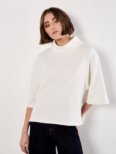 Waffle Knit Mock Neck T-Shirt