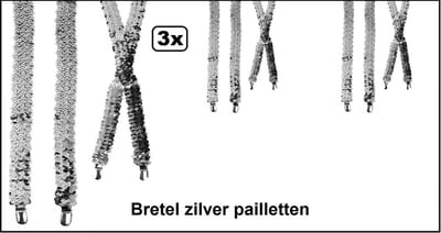 3x Bretel pailletten zilver - Thema feest festival carnaval festival glitter and glamour gala