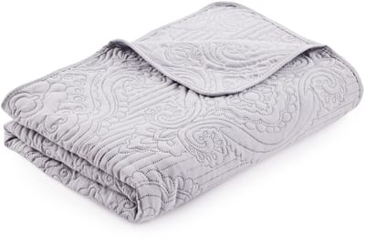 Dailygoods- Bedsprei Gewatteerde Lijnen - XXL-deken - Plaid - Dagdeken - Quiltdeken - 200 x 220 cm - Lichtgrijs/Donkergijs - Dekbedovertrek
