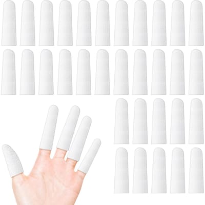Vingerbescherming Katoen - Vingerverband Vingerringen - Bescherming Wondjes - Ademend Comfortabel Materiaal - 200 stuks - Wit