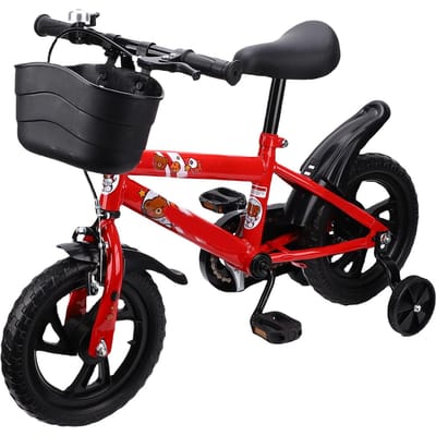 Vélo pour enfants hauteur réglable vélo 12 pouces avec roulettes panier pédales pour garçons filles de 3 à 6 ans black