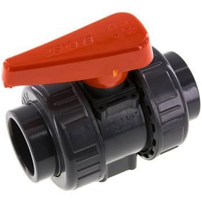 PVC 2-weg Kogelkraan Dubbele Wartel 40 mm Sok FKM
