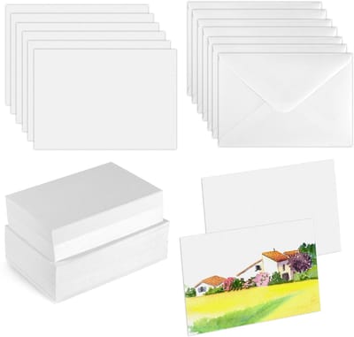 Dailygoods- Aquarelkaarten 100 Vellen - 10x15,2cm - 300 GSM - Zelfklevende Enveloppen - Katoenpapier - Voor Schilderuitnodigingen - Aquarelpapier