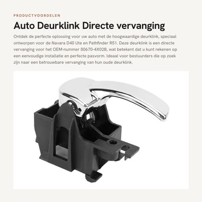 Dailygoods- Deurklink Ultraduurzaam - Handgreep Binnendeur - Vervangend Model - ABS Materiaal - Geschikt voor Navara/Pathfinder - OEM 80670-4X02B