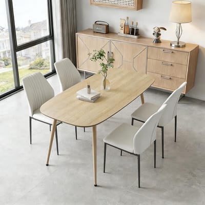 Eettafel Rechthoekig - Houten Keukentafel voor 4 Personen met Bestendig Tafelblad, Metaal Onderstel Houtnerf - 120x70x75 cm - Vermissen
