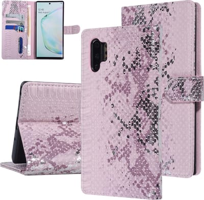 UNIQ Accessory Roze Slangenleer hoesje voor Galaxy Note 10 Plus - Book Case (N975F)