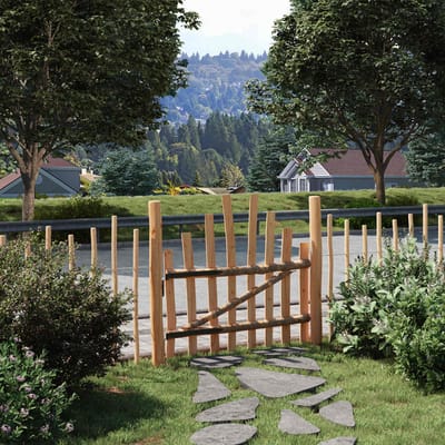Portail de Jardin Forme Arche 100 x 90 cm Bois de Noisetier Traité Autoclave Marron