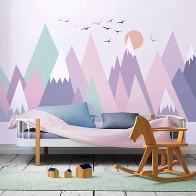 Kinderstickers van Scandinavische bergen, ontwerp van Monika, 100 x 150 cm