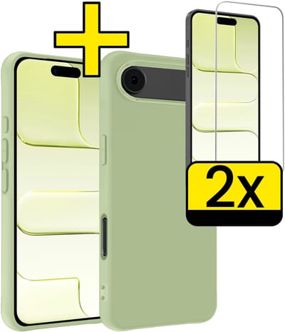 Hoesje - Met 2x Screenprotector - Geschikt voor Apple iPhone Air - Sterk & Shockproof - Back Cover - Siliconen Case - Telefoon Hoes - Telefoonhoesjes - Groen
