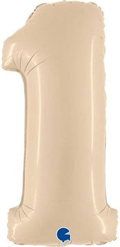 Folieballon Cijfer 1 Satin Cream - 100 cm