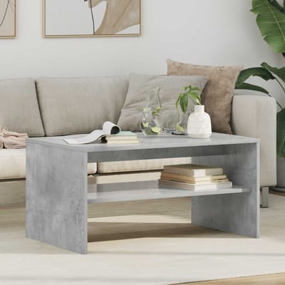 vidaXL - Salontafel - Beton - Grijs - 80 - x - 50 - x - 40 - cm - Bewerkt - hout