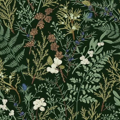 Donkergroen jungle muurbehang met vintage patroon voor keukenkasten en badkamer, waterdicht en zelfklevend vinylfolie van 44,5 cm x 7 m met planten en bloemen