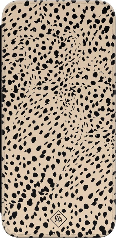 Casimoda® bookcase - Geschikt voor Samsung Galaxy A55 - Hoesje met pasjeshouder - Stippen bruin abstract - Bruin/beige - Kunstleer