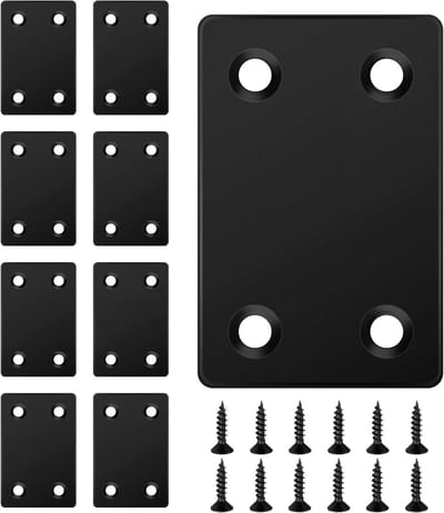 Platte Verbinding - Metalen Beugels - Meubel Reparatie - Roestvrij Staal Zwart - 60 x 38 mm