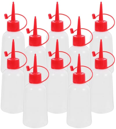 Dailygoods- Lijmflessen 10 stuks - Kunststof Applicatorflessen - Precisiefles - Knijpflessen - Spuitflessen - 100 ml Inhoud - Knijpfles