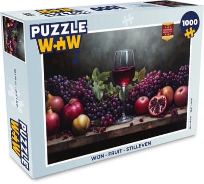 Puzzel Wijn - Fruit - Stilleven - Legpuzzel - Puzzel 1000 stukjes volwassenen