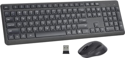 Draadloze Toetsenbord- en Muiscombinatie voor Windows en Mac - Ergonomisch, Volledige Grootte, Lange Batterijduur, Stille Toetsen