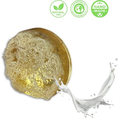 De Vitamineshop - Zeep - Natuurlijke Donkey Milk Zeep met Luffa – 100% Natuurlijke & Handgemaakte Loofah Scrubzeep - Handzeep - Douchezeep - Cadeau - 120 gr