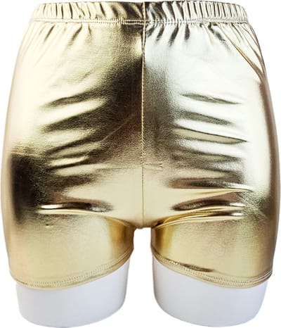 BamBella® Korte broek - Maat S/M- Wetlook Dames - Goudgeel Glans Lame metallic Short gym broek
