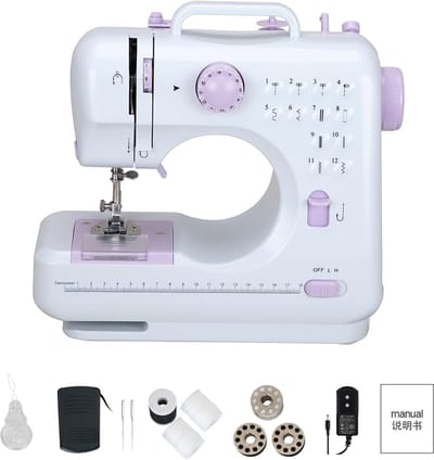 12 Steken Electrische Naaimachine voor Beginners - Multifunctionele Mini Naaimachine voor Thuisgebruik