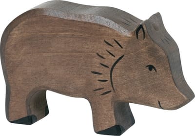 HOLZTIGER Bosdieren - Wild Zwijn - 12X3X7Cm - Houten Figuur - Handgemaakt