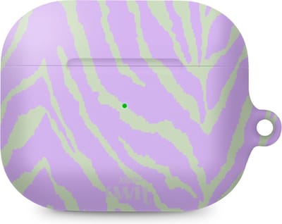xoxo Wildhearts hoesje geschikt voor AirPods Pro - Main Character - Matte - Ook als telefoonhoesje verkrijgbaar - schokbestendige case - koptelefoon hoesje - Mat - Beschermhoes met zebraprint - dierenprint hoesje - Paars - Groen