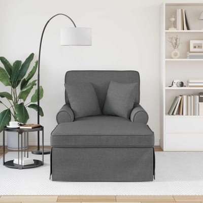 vidaXL - Chaise - Lounge - met - Rok - 3 - st - Donkergrijs - Stof - 91 - x - 157 - x - 91 - cm