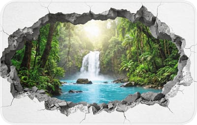 WC mat 80x50 cm - Antislip - Waterval - Doorkijkje - Natuur - Toiletmat - Vloermat - Douchemat - Toilet tapijt - Toiletmatten
