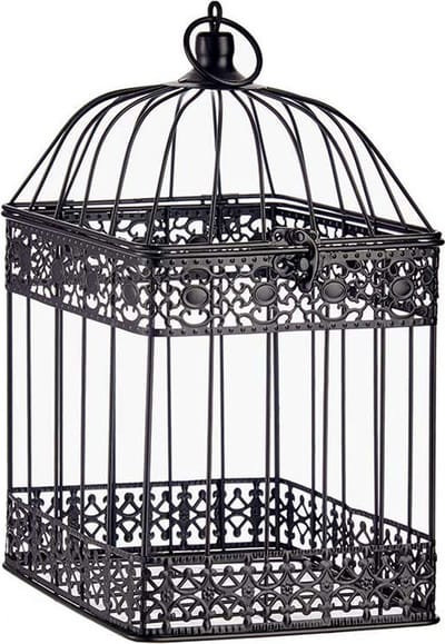 Arte R Home decoratie antieke vogelkooi - draad metaal - zwart - 18 x 35 cm - Vogelkooien/Voliere