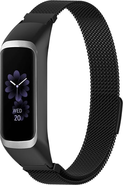 By Qubix - Compatible Samsung bandje - Milanese band - Zwart - Geschikt voor Samsung Galaxy Fit 2